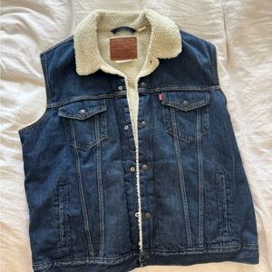Levi's Vintage Sherpa-Lined Denim Vest in Dark Blue